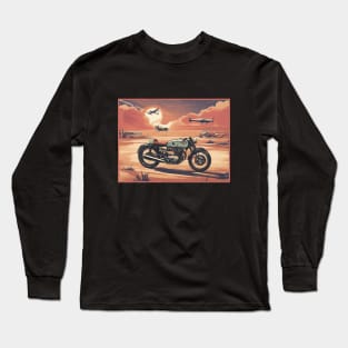 Vintage Cafe racer 50s vibe motorcycle Long Sleeve T-Shirt